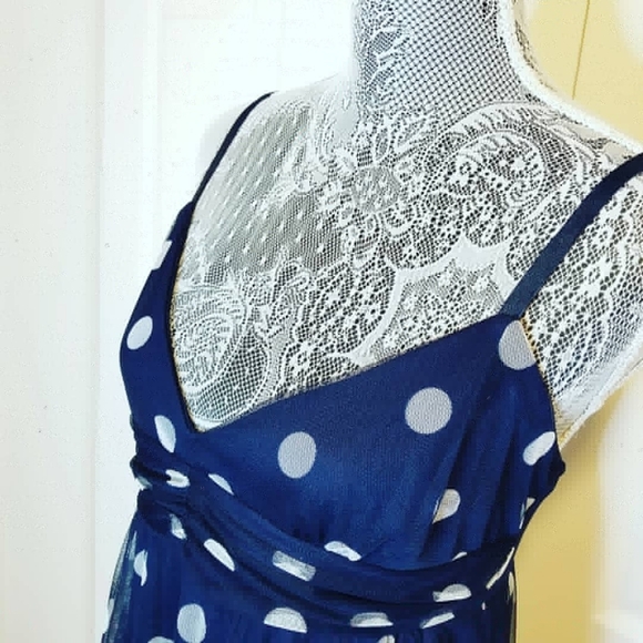Navy blue polka dot dress - Picture 2 of 4